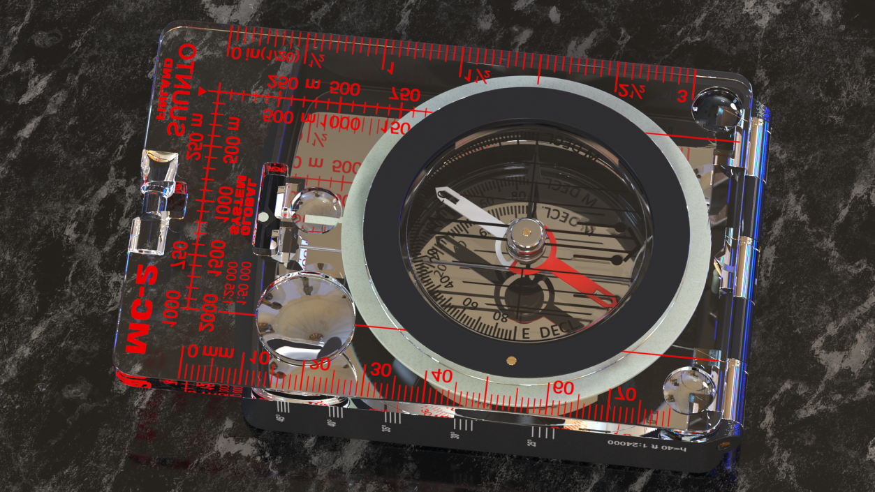 3D model Mirror Sighting Compass Closed