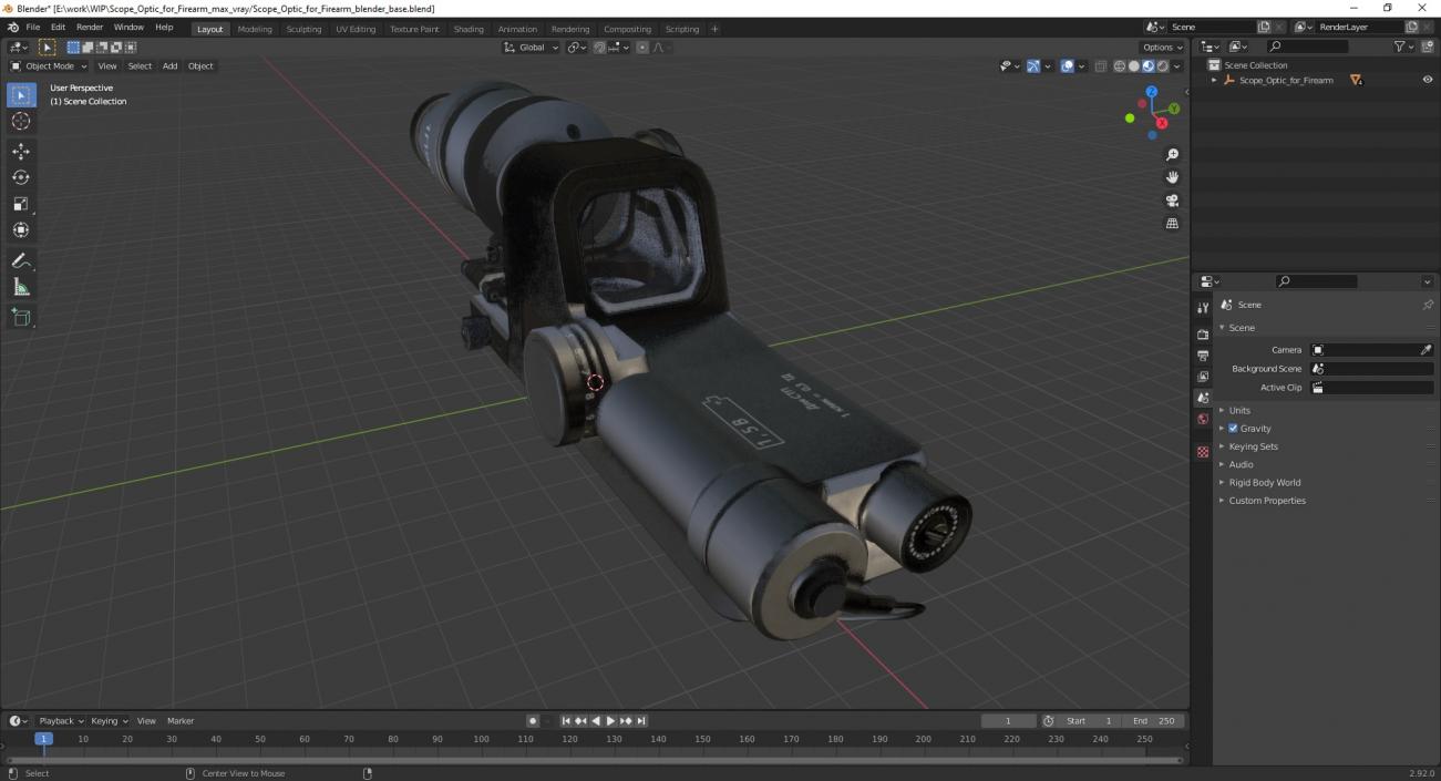 3D Scope Optic for Firearm model