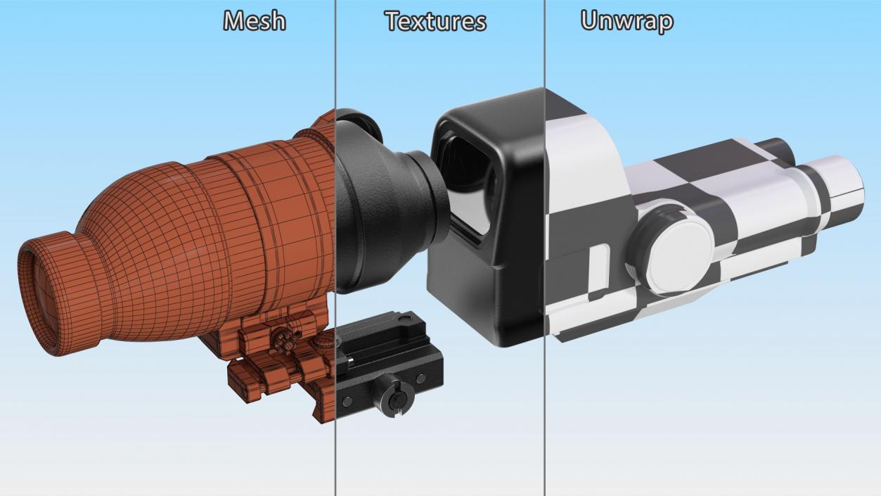 3D Scope Optic for Firearm model