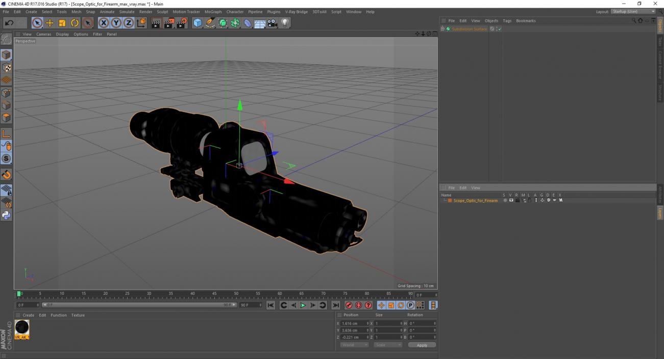 3D Scope Optic for Firearm model