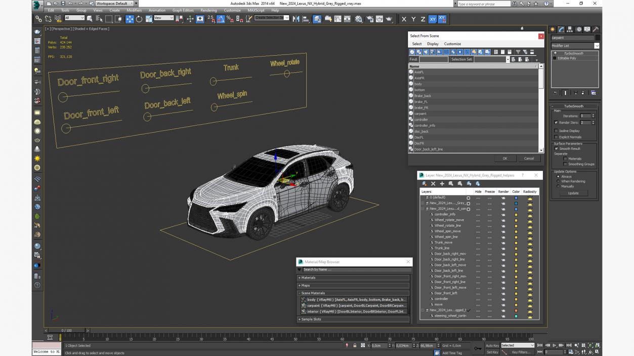 3D New 2024 Lexus NX Hybrid Grey Rigged