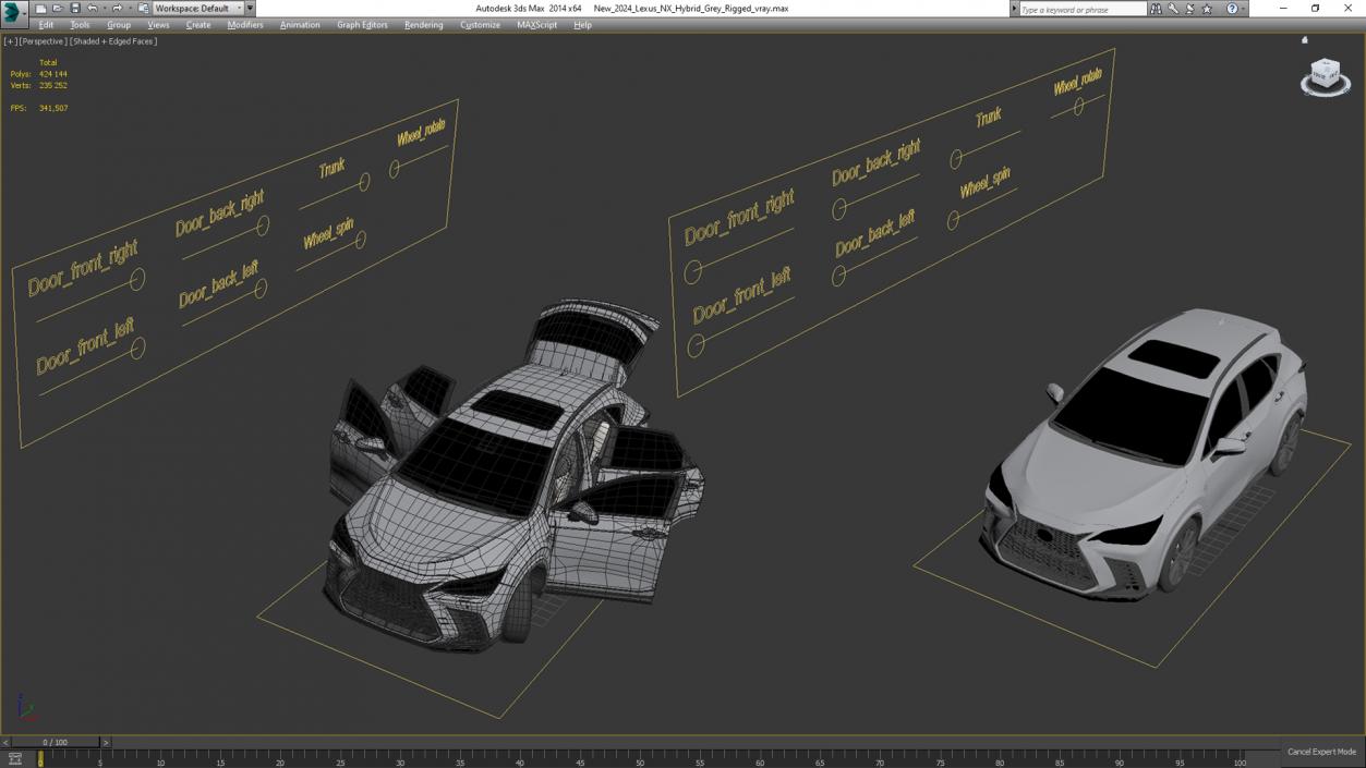 3D New 2024 Lexus NX Hybrid Grey Rigged