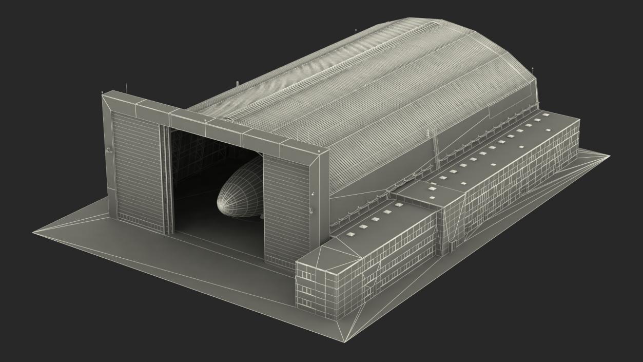 3D model Airship Hangar with Blimp