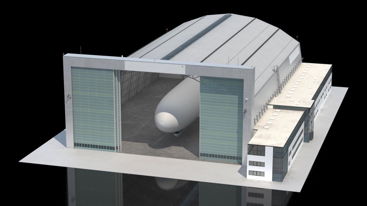 3D model Airship Hangar with Blimp