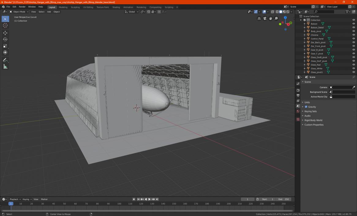 3D model Airship Hangar with Blimp