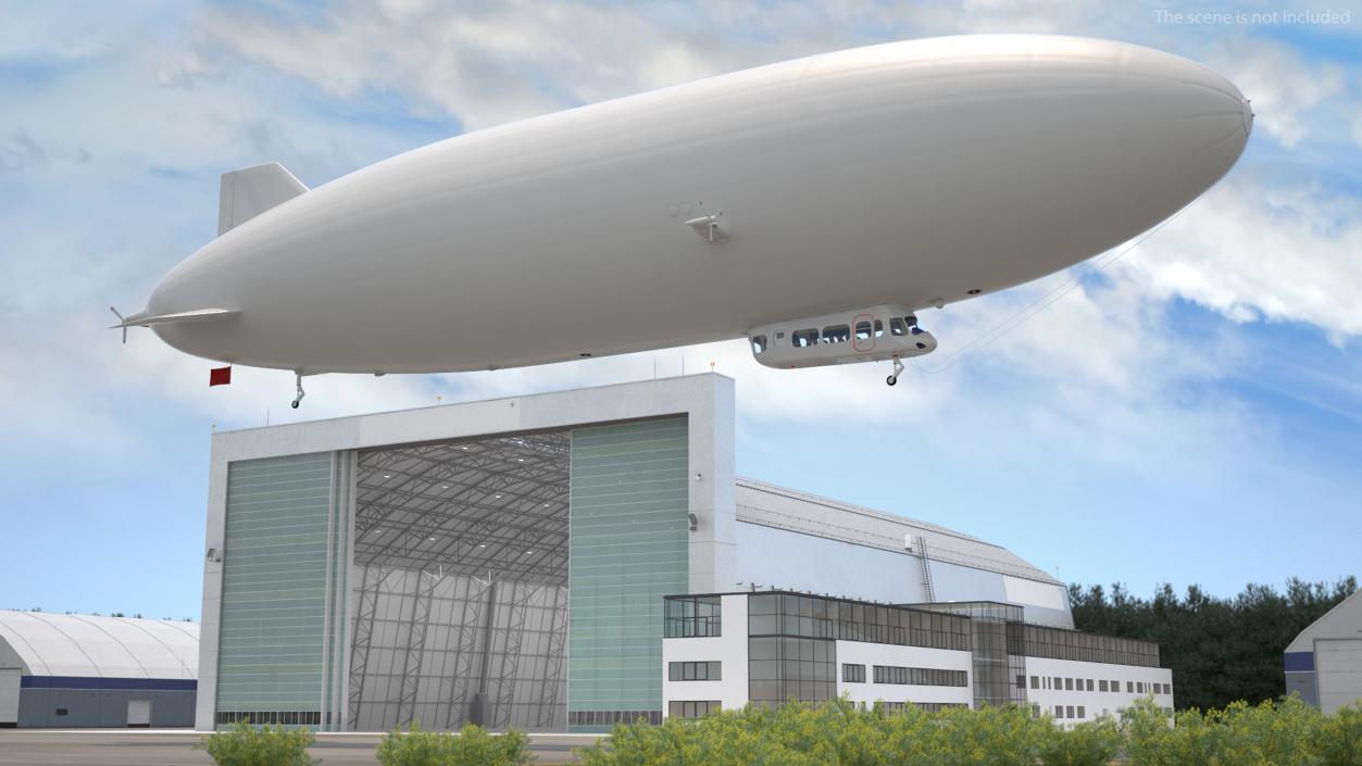 3D model Airship Hangar with Blimp