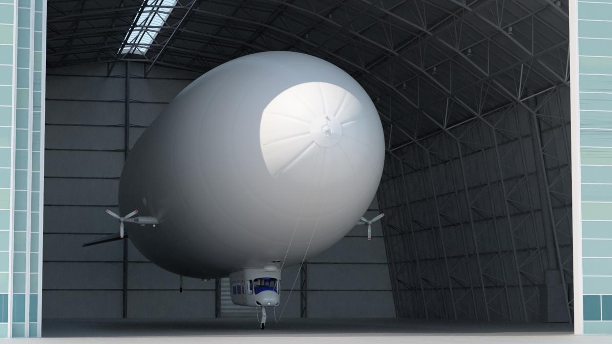 3D model Airship Hangar with Blimp