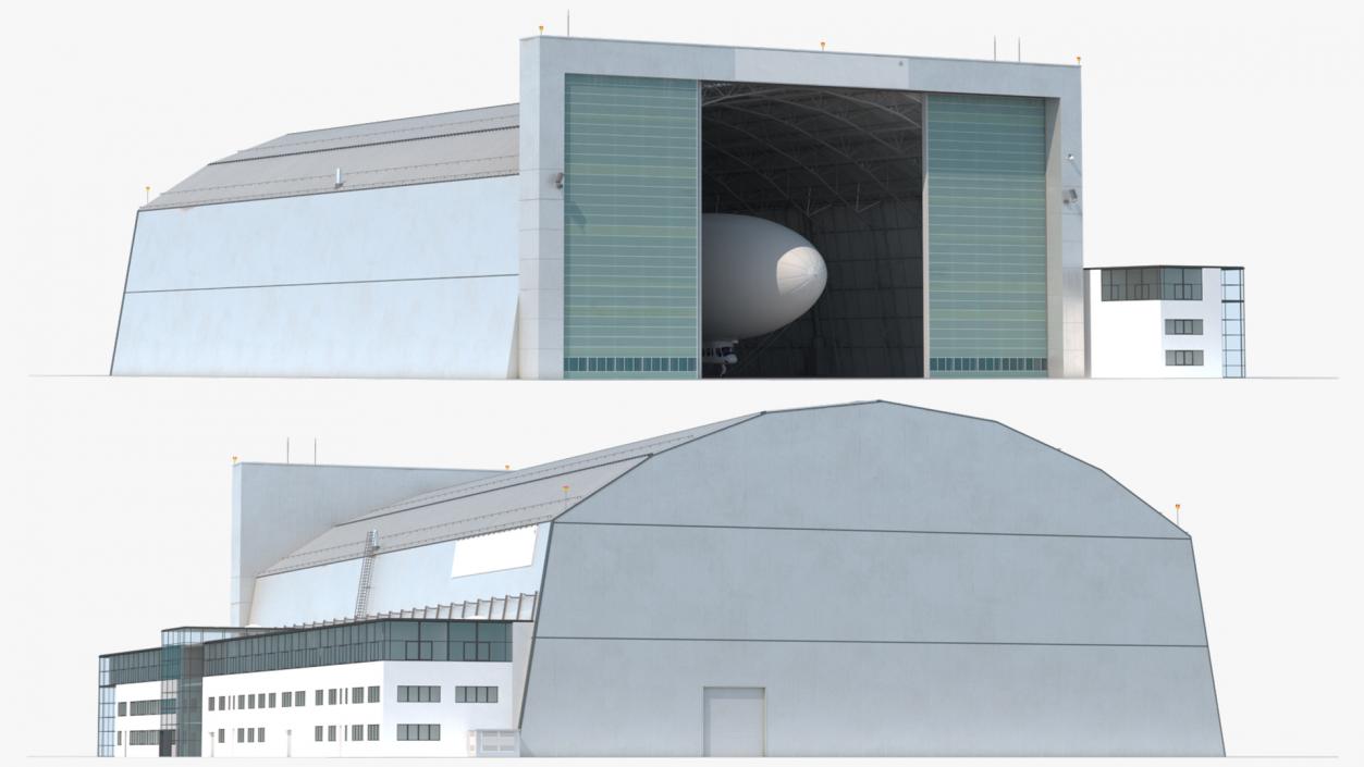 3D model Airship Hangar with Blimp