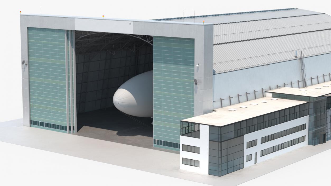 3D model Airship Hangar with Blimp