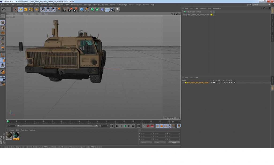 3D model MAZ 543M 8x8 Truck Desert