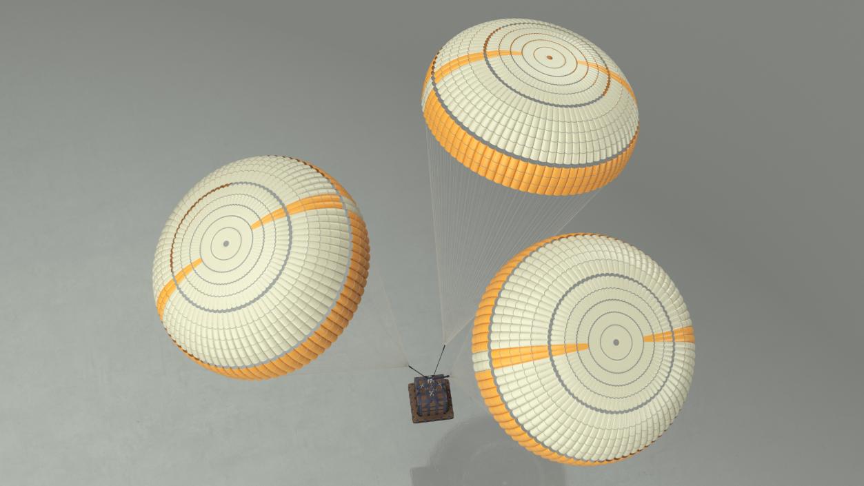 3D model Subscale Parachute Triple with Cargo Yellow 2