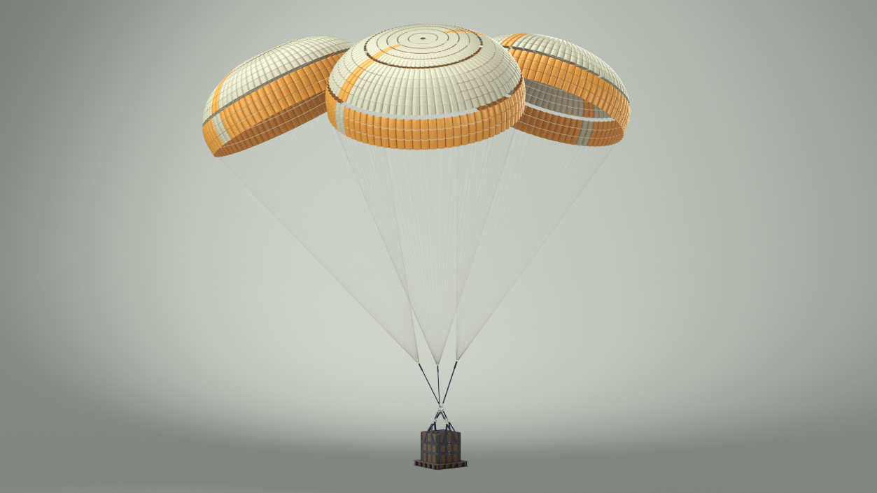 3D model Subscale Parachute Triple with Cargo Yellow 2