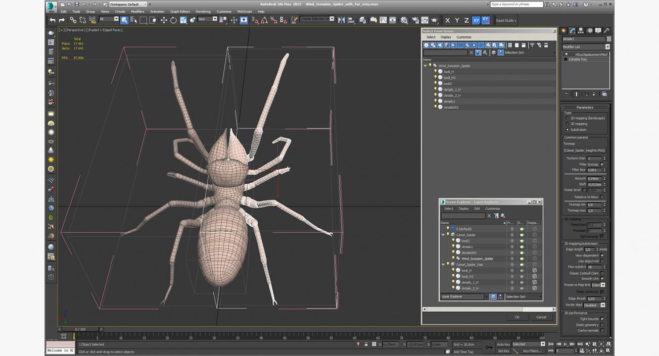 Wind Scorpion Spider with Fur 3D model