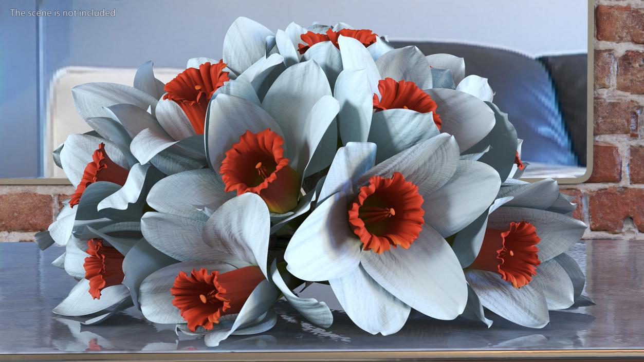 3D Bouquet of Narcissus Flowers model