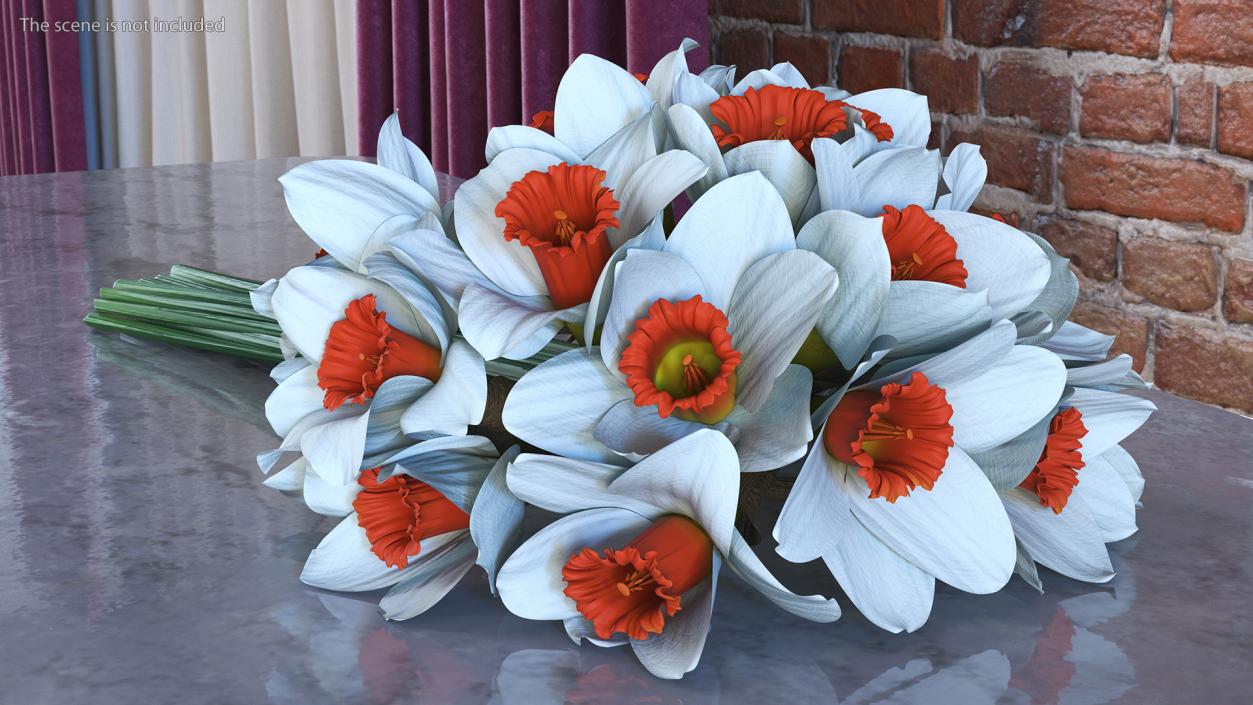 3D Bouquet of Narcissus Flowers model