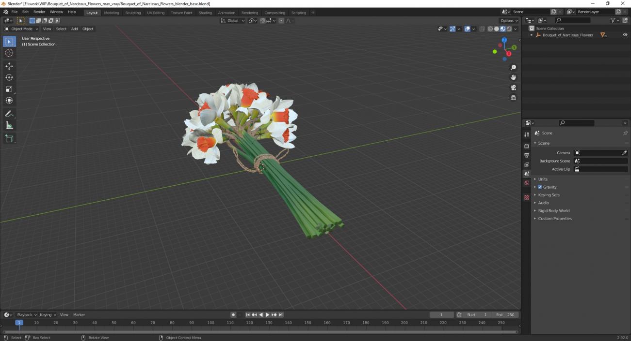 3D Bouquet of Narcissus Flowers model