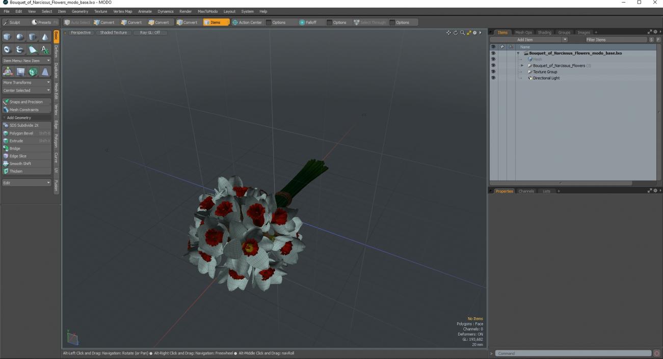 3D Bouquet of Narcissus Flowers model