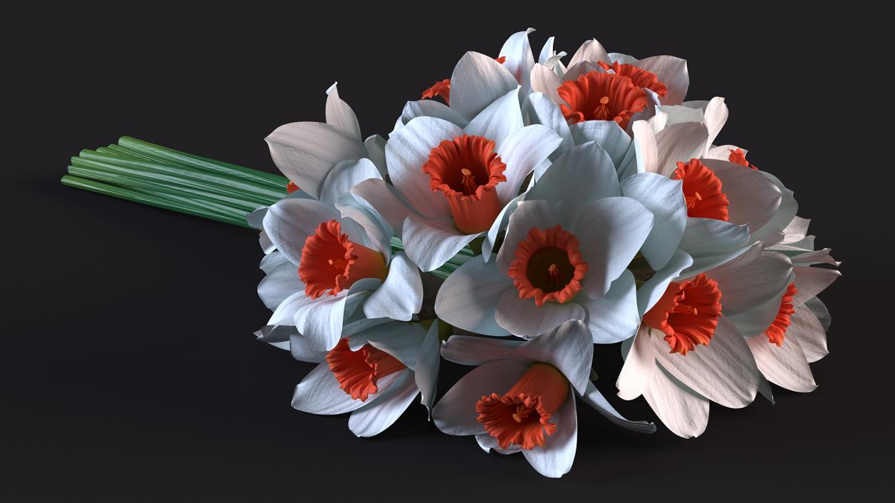 3D Bouquet of Narcissus Flowers model