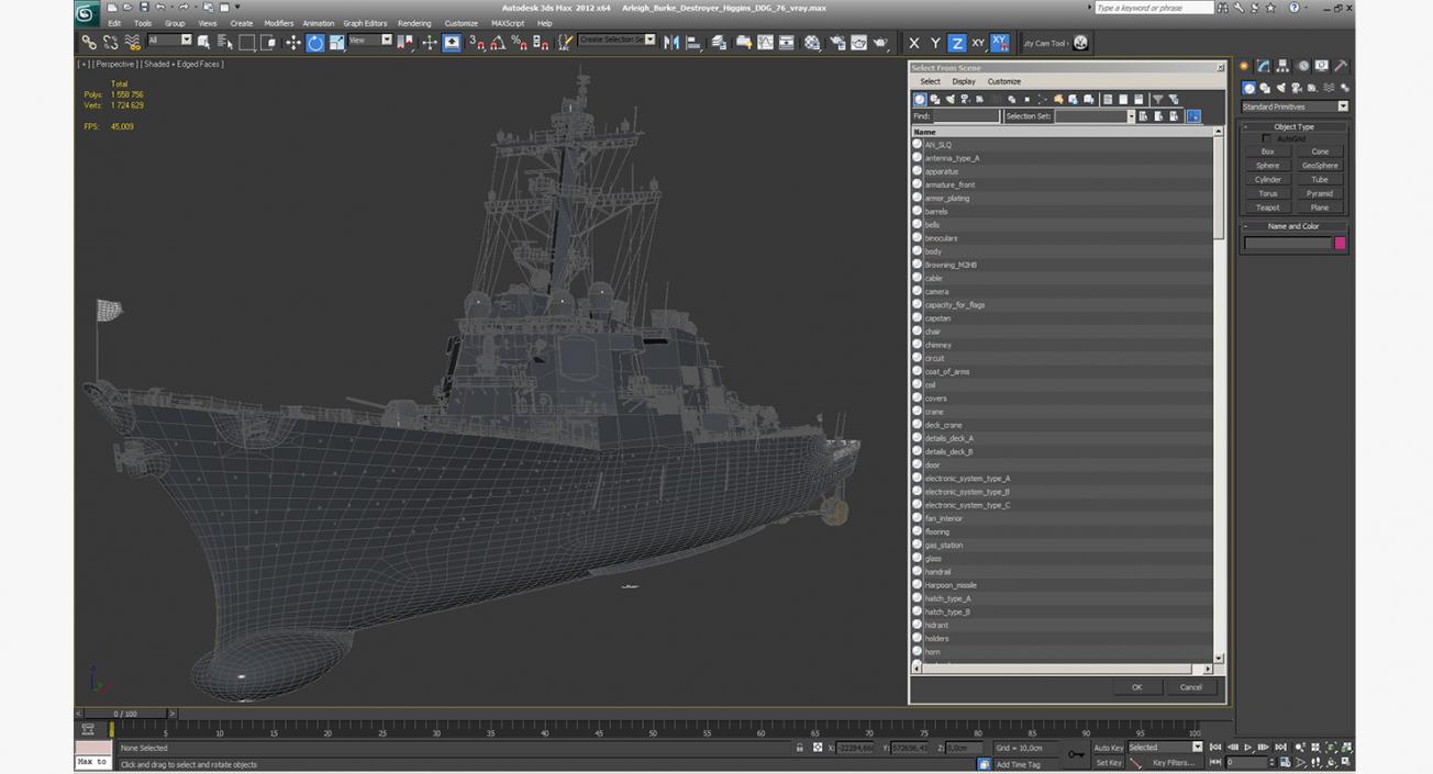 3D Arleigh Burke Destroyer Higgins DDG-76 model