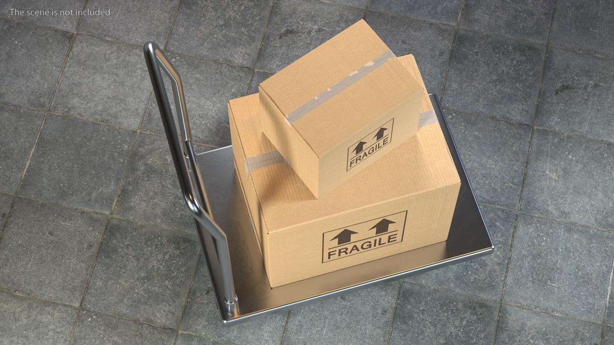 3D Trolley Low Platform with Cardboard Boxes