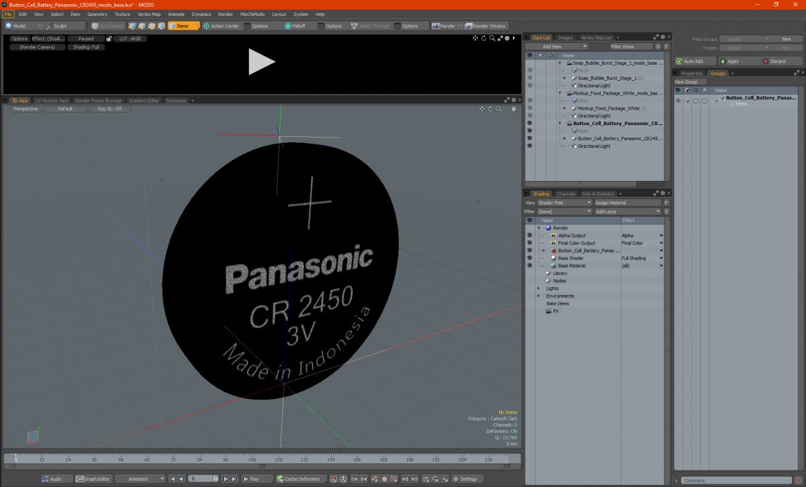 3D Button Cell Battery Panasonic CR2450