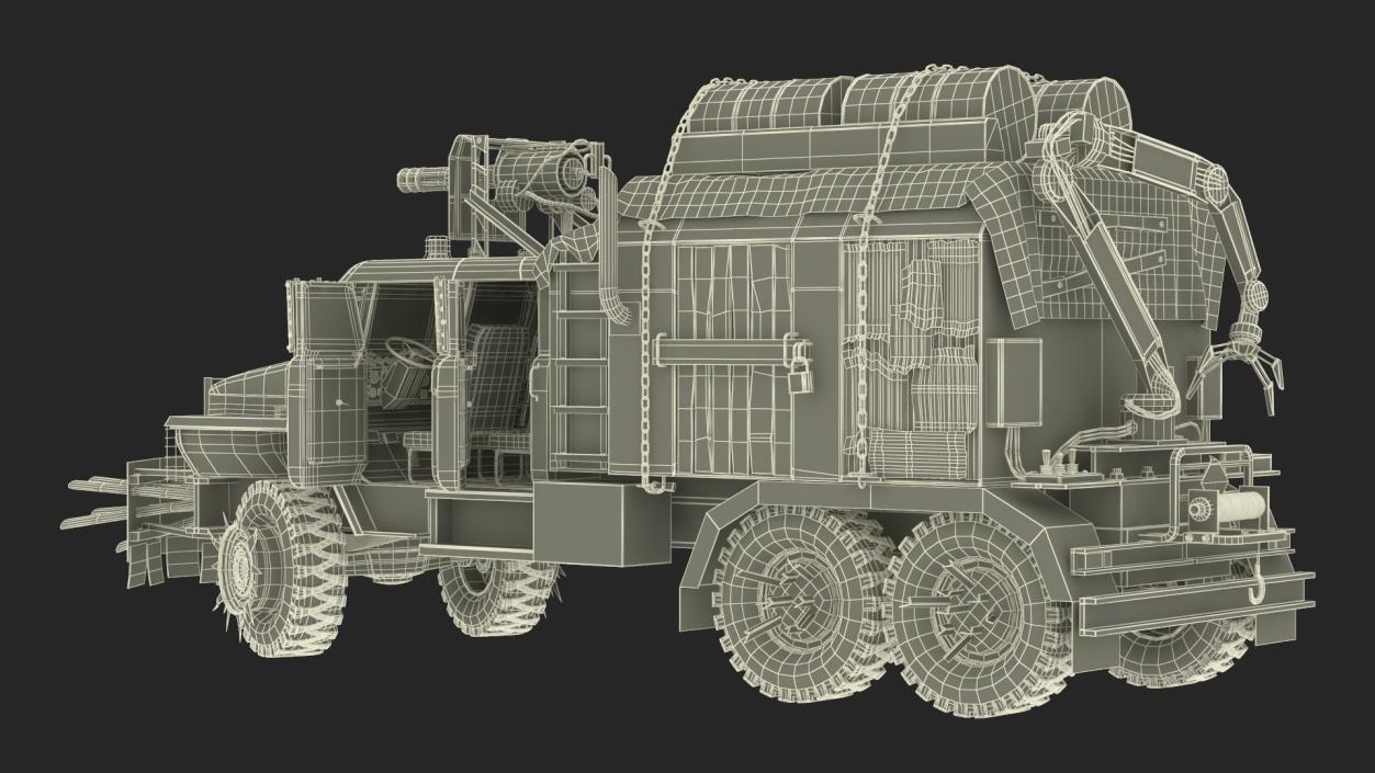 3D Apocalyptic Truck Rigged for Cinema 4D model