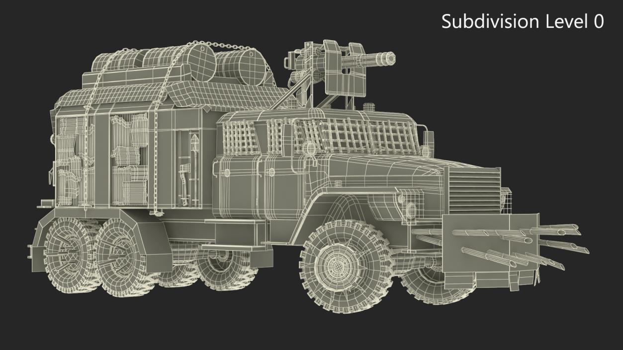 3D Apocalyptic Truck Rigged for Cinema 4D model