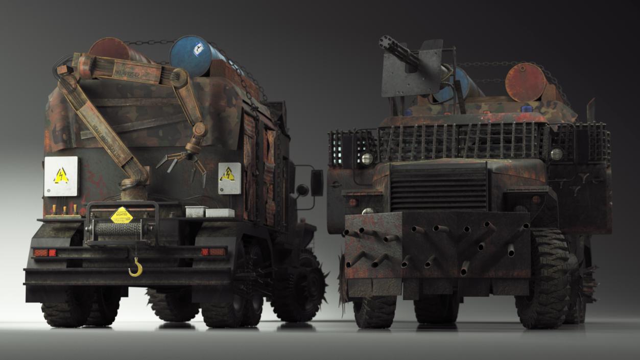 3D Apocalyptic Truck Rigged for Cinema 4D model