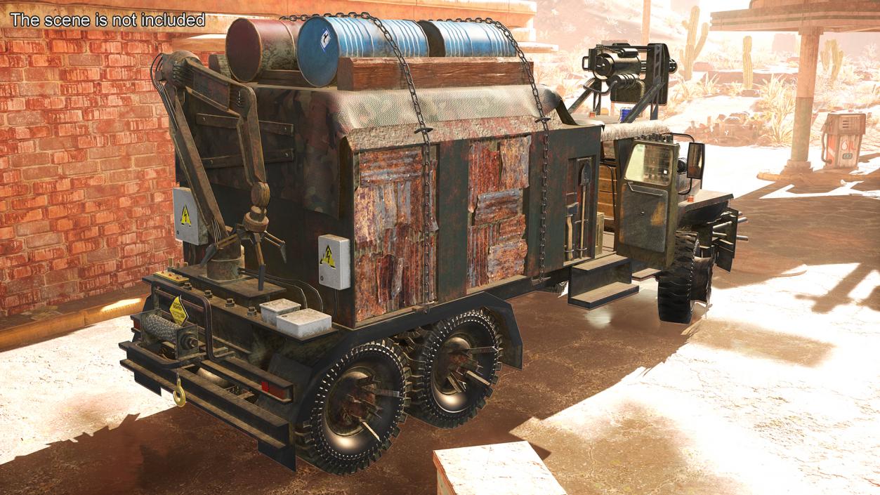 3D Apocalyptic Truck Rigged for Cinema 4D model