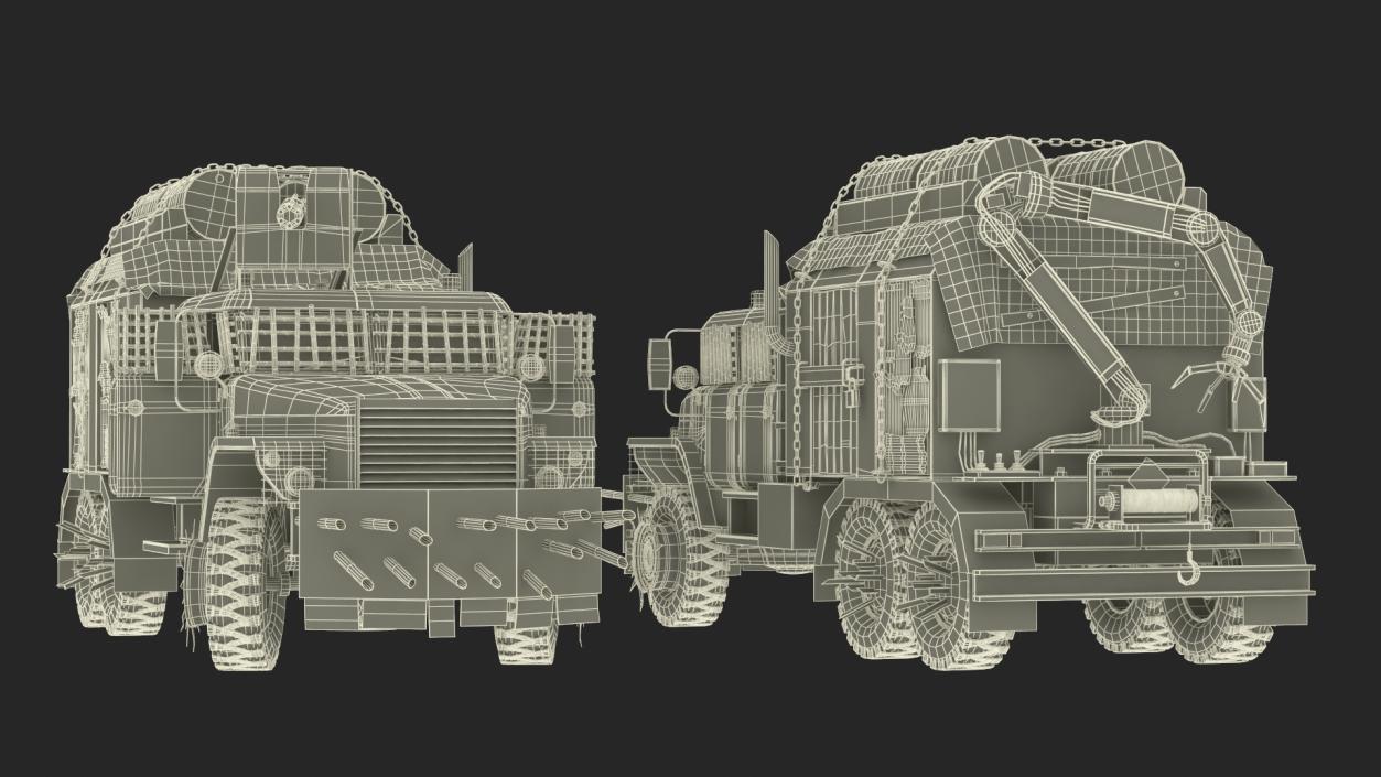 3D Apocalyptic Truck Rigged for Cinema 4D model