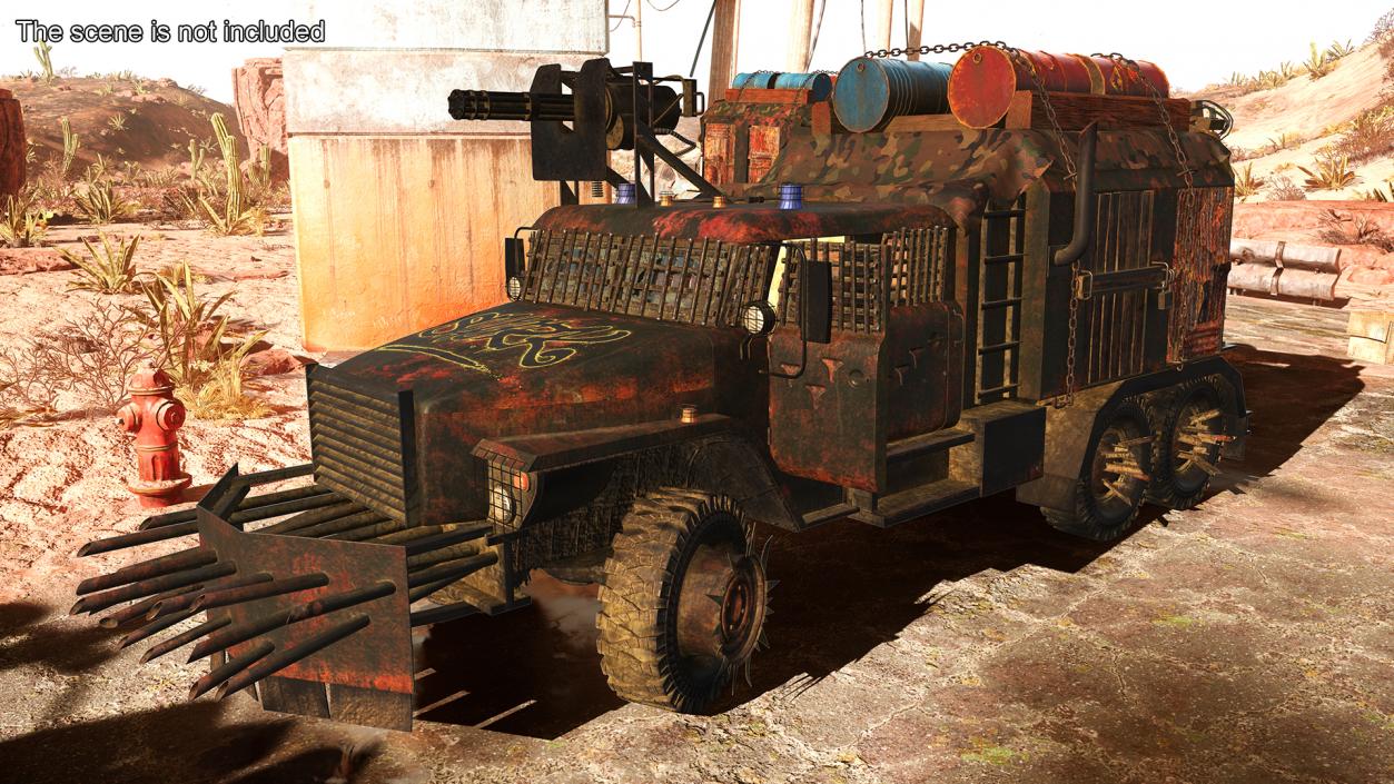 3D Apocalyptic Truck Rigged for Cinema 4D model