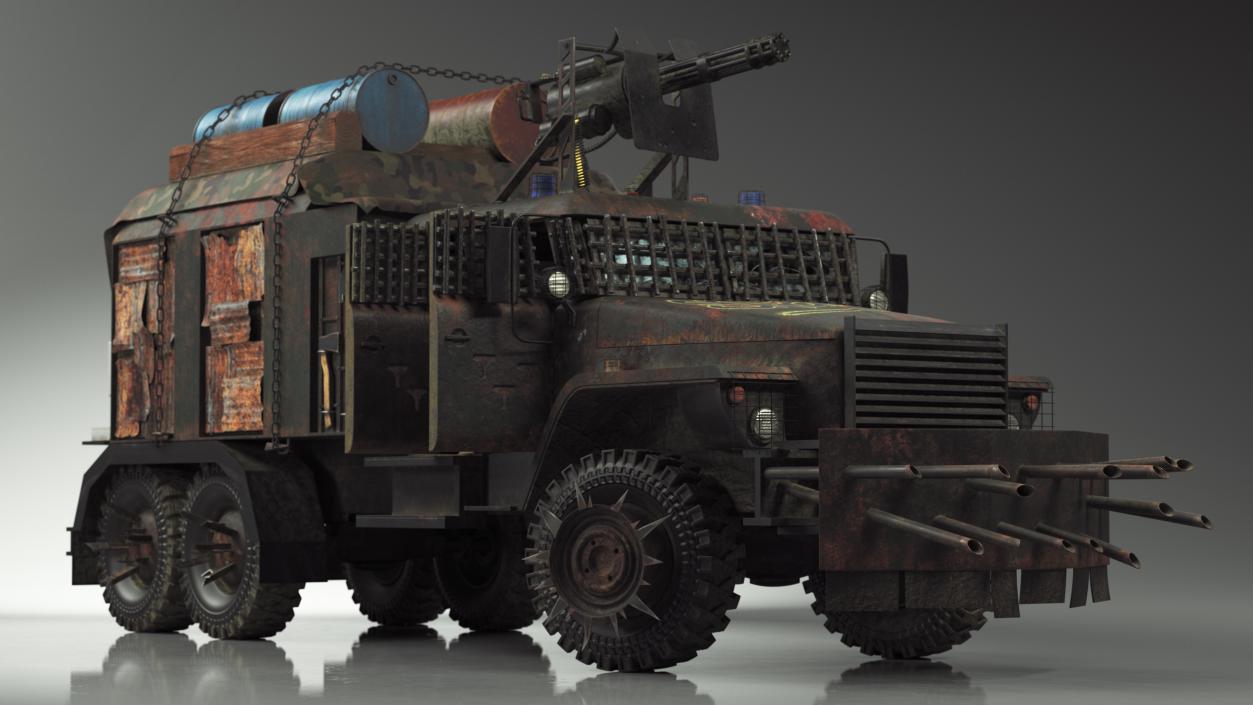 3D Apocalyptic Truck Rigged for Cinema 4D model