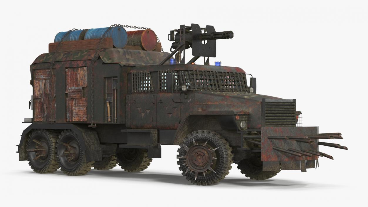 3D Apocalyptic Truck Rigged for Cinema 4D model