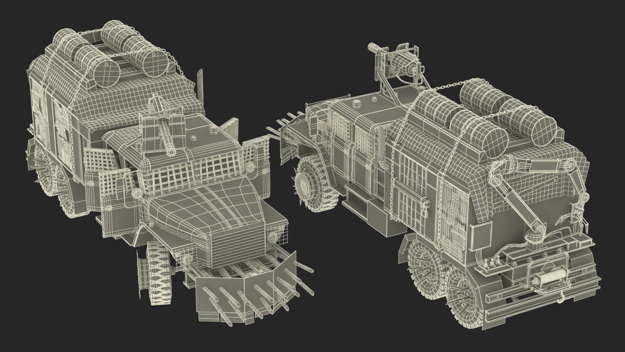 3D Apocalyptic Truck Rigged for Cinema 4D model