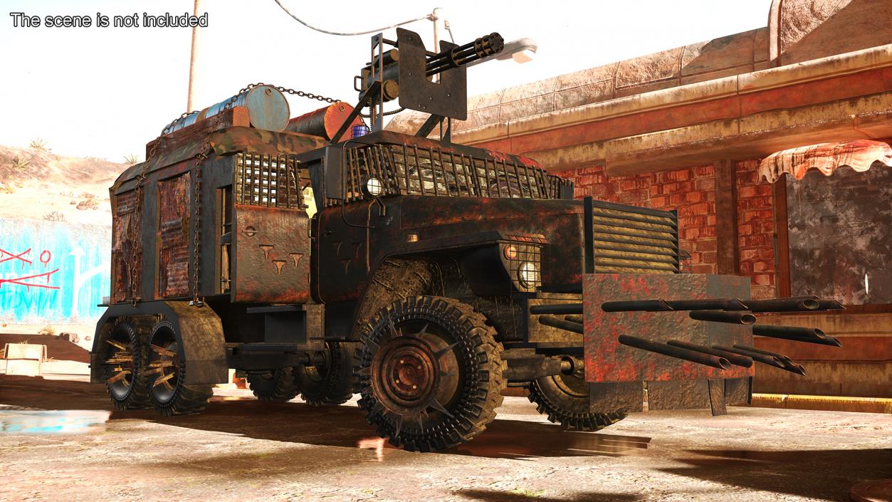 3D Apocalyptic Truck Rigged for Cinema 4D model