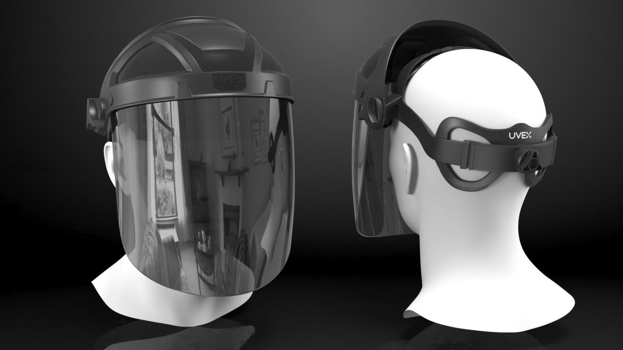 Uvex Turboshield Face Shield Dark Visor 3D model