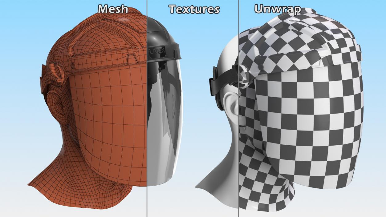 Uvex Turboshield Face Shield Dark Visor 3D model