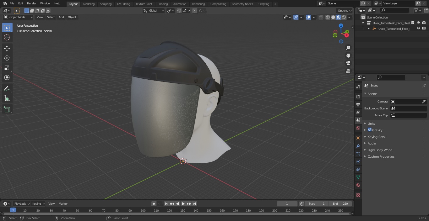 Uvex Turboshield Face Shield Dark Visor 3D model