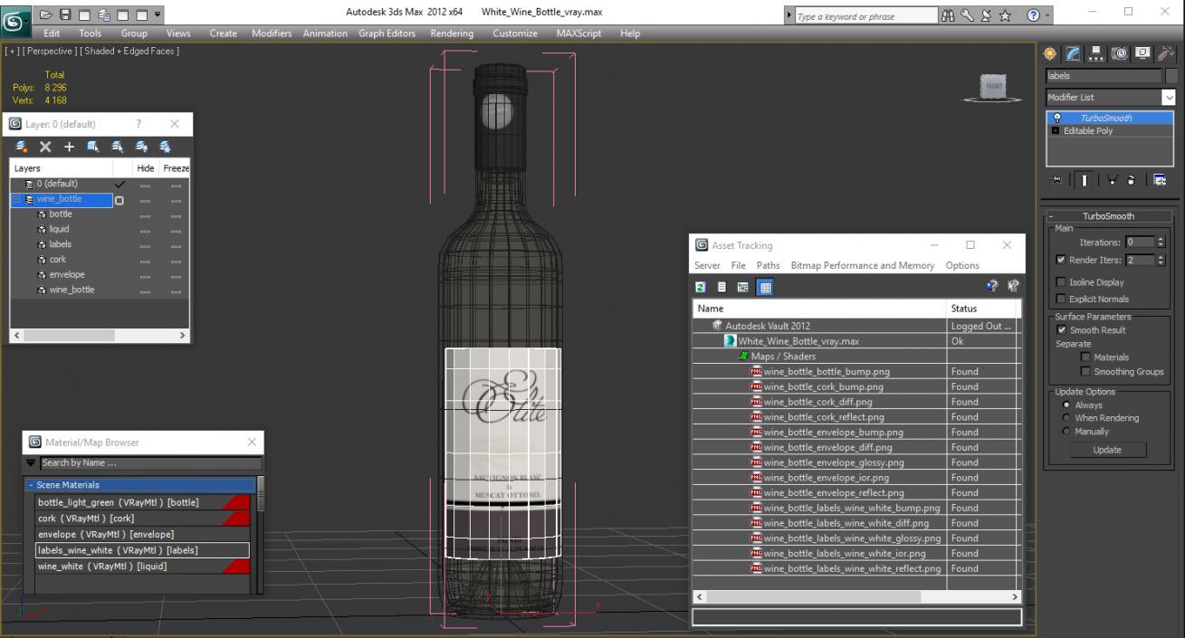 White Wine Bottle 3D