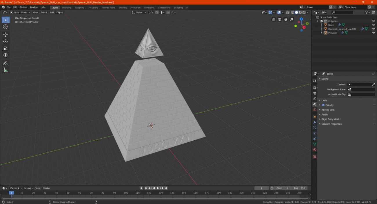 Illuminati Pyramid Stone 3D model