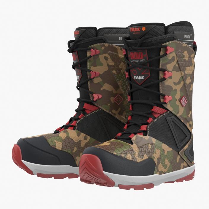 3D model Snowboarding Boots Camo Forest