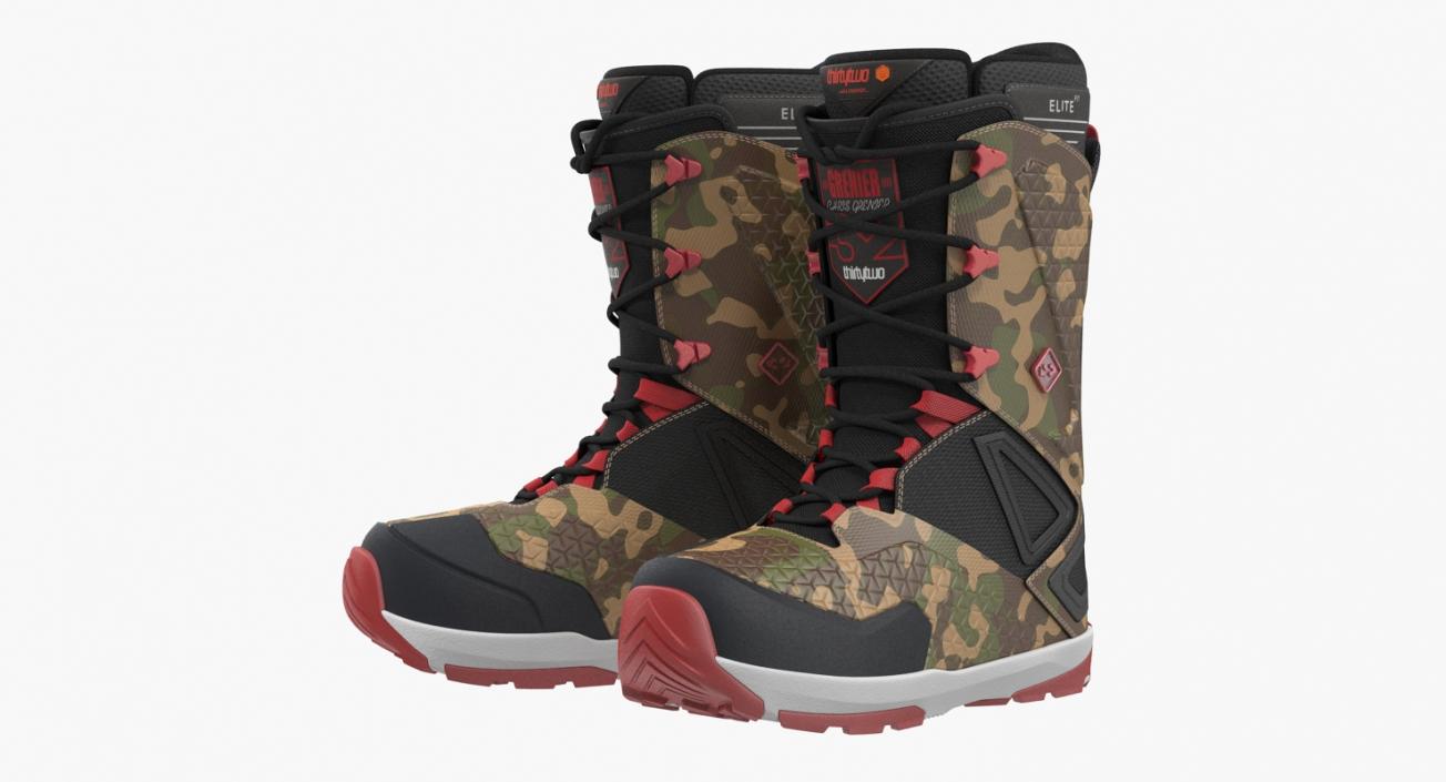 3D model Snowboarding Boots Camo Forest