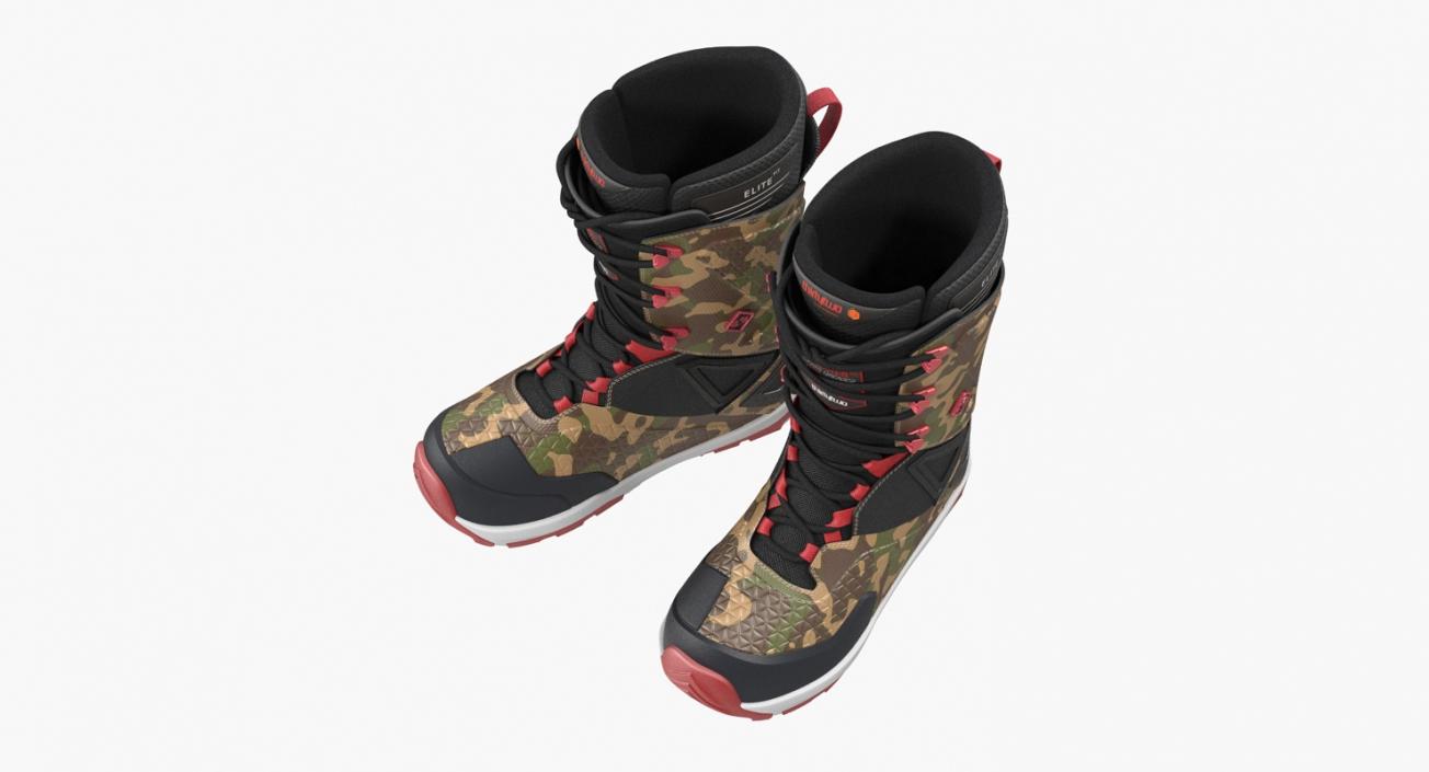 3D model Snowboarding Boots Camo Forest