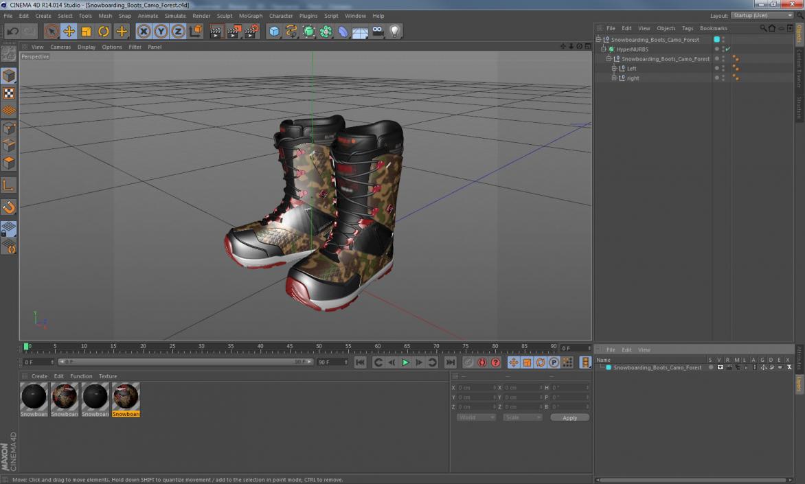 3D model Snowboarding Boots Camo Forest