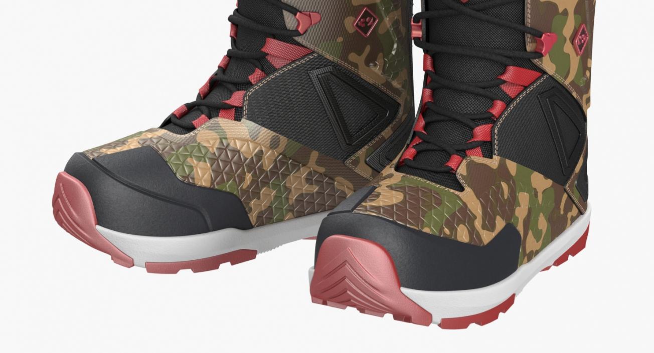 3D model Snowboarding Boots Camo Forest