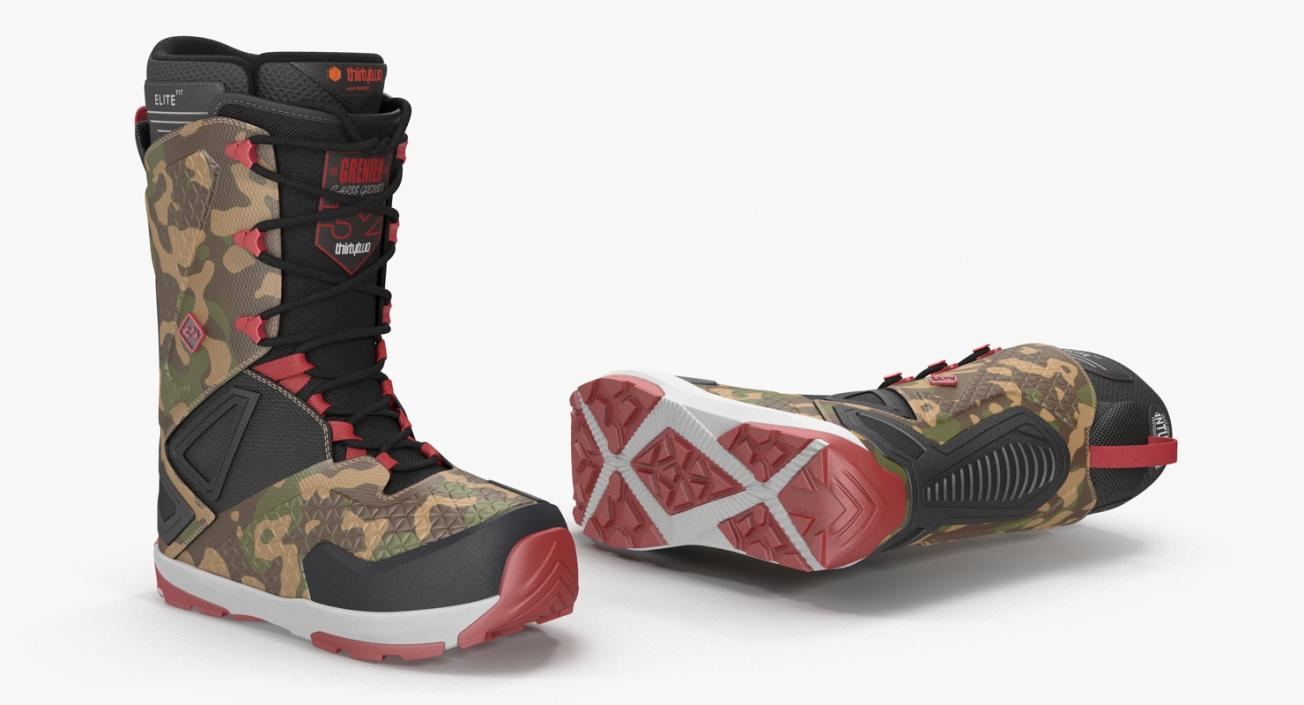 3D model Snowboarding Boots Camo Forest