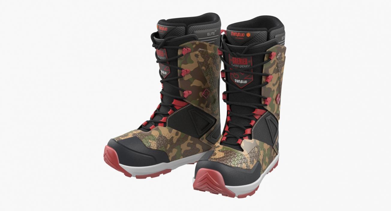 3D model Snowboarding Boots Camo Forest