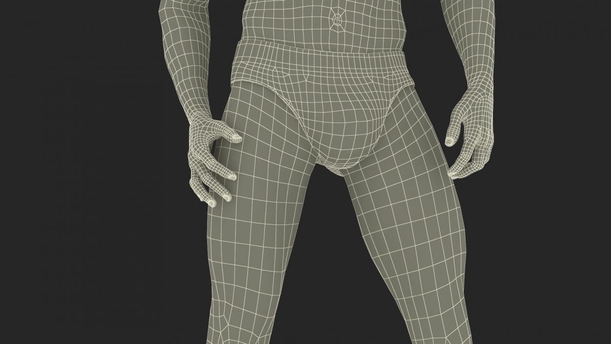 3D model Man Character in Underwear Standing