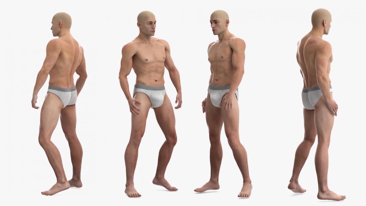 3D model Man Character in Underwear Standing