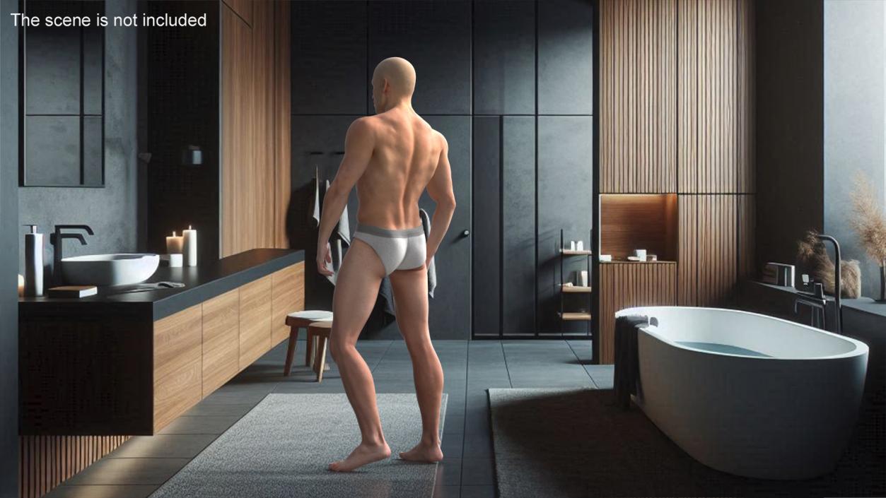 3D model Man Character in Underwear Standing